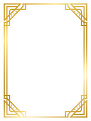 Art Deco gold frame vintage frame line geometric wedding label card frame png transparent background © Tanatphong