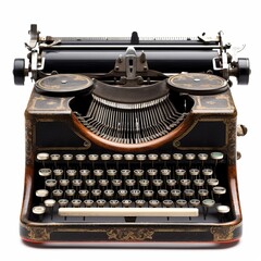 Vintage typewriter isolated on white background, created with generative AI