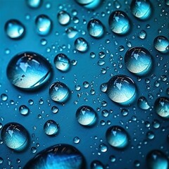 Water drops on the blue background, created with generative AI