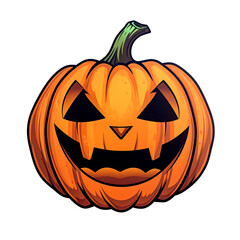 Halloween jack o lantern pumpkin, isolated on white or transparent. Generative AI