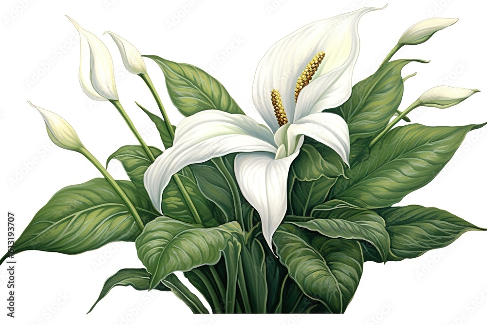 Poster peace lily isolated on white background. generated by ai.