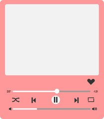 Music media player template vector design icon Illustation for music application. Isolated on Transparent Background