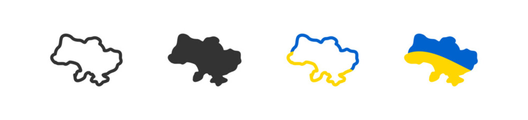 Ukraine map black and line icon, isolated flat symbol. Vector illustration