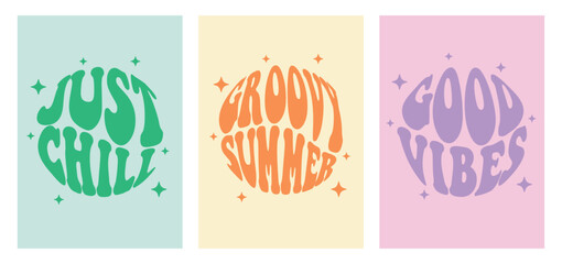 Vector vintage motivational typography quote in 70s style. Trendy groovy lettering symbol