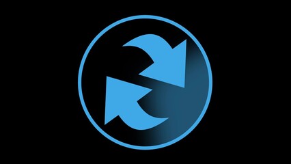 Circle arrow, refresh, rotation animation. Two Arrow Recycle Sign Symbol Animation Seamless Loops. Element Animation for Web Interface or Application Interface, Updating, and Buffering. 3D animation.