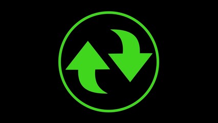 Circle arrow, refresh, rotation animation. Two Arrow Recycle Sign Symbol Animation Seamless Loops. Element Animation for Web Interface or Application Interface, Updating, and Buffering. 3D animation.