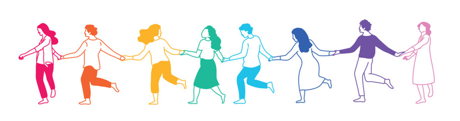 People holding hands.