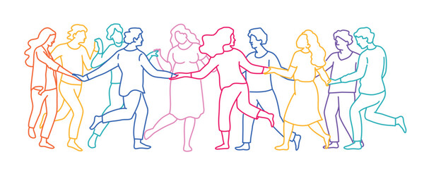 Obraz premium People, friends holding hands together.