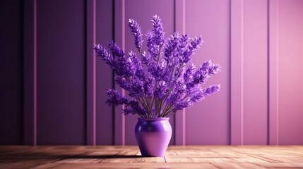 Digital Lavender 8K 3D Rendering. Bright Photorealistic Lighting. Copy Space. Postprocessing.