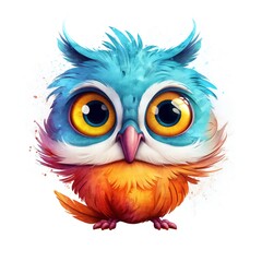 Naklejka premium Cat parrot cartoon with smile and big eyes on white background Generative AI