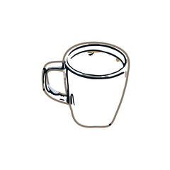 Coffee cup color sketch with a transparent background