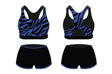 Sports bra underwear specification vector, mock up