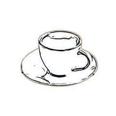 Coffee cup color sketch with a transparent background