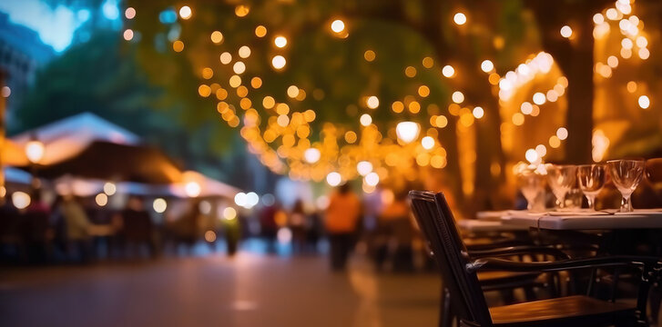 AI-rendered Evening Bokeh Scene Of An Outdoor Street Bar