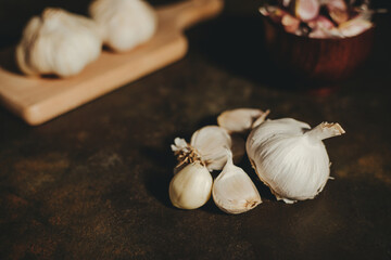 fresh healthy garlic on the table