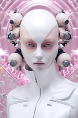 Futuristic costume, a humanoid robot,  created with generative ai