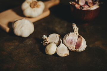 fresh healthy garlic on the table