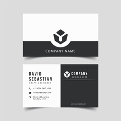 Vector Minimalist and Elegant Business Card Template with Black and White Color