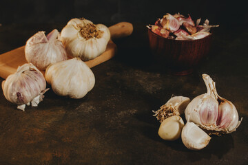 fresh healthy garlic on the table