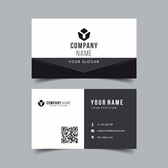 Vector Minimalist and Elegant Business Card Template with Black and White Color