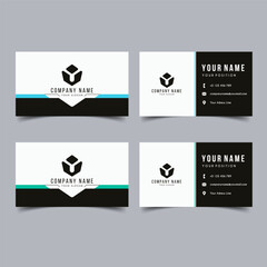 Set of Vector Minimalist and Elegant Business Card Template with Blue and Green Color