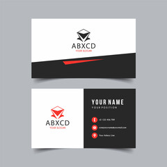 Vector Minimalist and Elegant Business Card Template with Red Color
