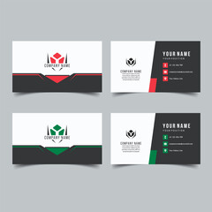 Set of Vector Minimalist and Elegant Business Card Template with Red and Green Color