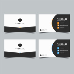 Set of Vector Minimalist and Elegant Business Card Template with Yellow and Blue Color