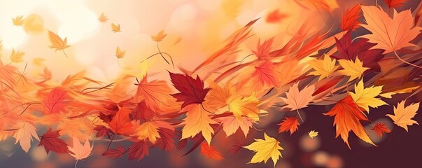 Naklejka na ściany i meble Abstract Background with Autumn Leaves in Rich Orange Generative AI illustrations