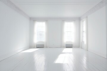 Fototapeta na wymiar Empty white room interior Generative AI
