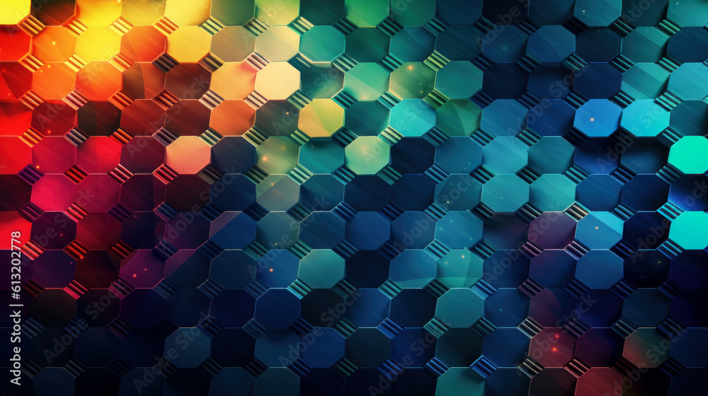 Poster techno hexagons: abstract technology background with hexagons. generative ai.