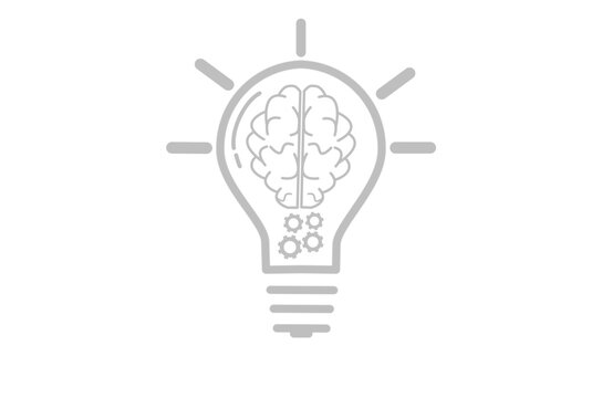 Light Bulb and Human brain icon, brain icons for web design isolated on white background, Machine learning and artificial intelligence , thinking concept. Human brain icon concept.