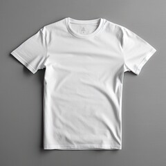 White t-shirt isolated on grey background. Mockup for design, Generative AI