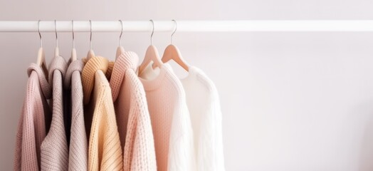 Pantone Clothes on a hanger in a dressing room or wardrobe., Generative AI