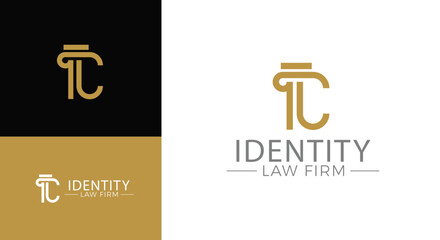 Vector greek column letter C logo design for lawyer business identity.