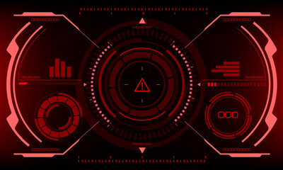 HUD sci-fi interface screen red danger warning view design virtual reality futuristic technology display vector