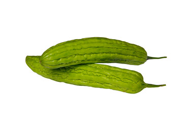 vegetable bitter melon or bitter gourd isolated on transparent background. PNG transparency