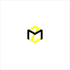 MZ letter initials inside hexagon premium logo vector