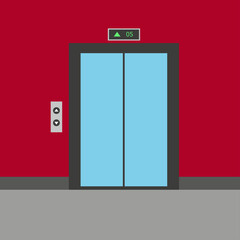 Vector illustration of the closed elevator door. Vector illustration in flat style.	
