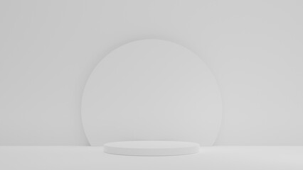 Product Stand in white room ,Studio Scene For Product ,minimal design,3D rendering	
