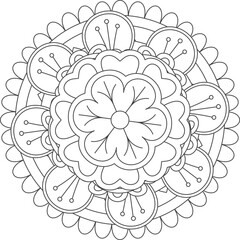 Vector illustration pattern mandala art coloring isolated on white background
