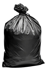 Black garbage bag isolated. Generative AI.