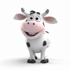 Obraz na płótnie Canvas 3D cute cow smiles (generative AI).