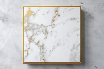 White and gold marble slab frame on marble texture Generative AI