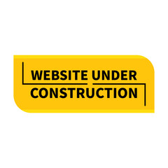 Website Under Construction In Yellow Color And Rectangle Shape With Black Line For Announcement

