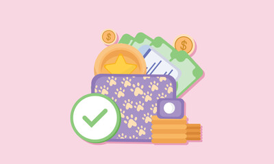 Money Saving icon concept. Online payment, Wallet, coins stack, and credit card.