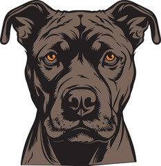 American Pitbull dog face isolated on a white background, Vector, Illustration, SVG	
