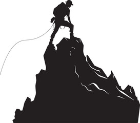 Climbing the mountain, man climbing a mountain, Vector illustration, SVG
