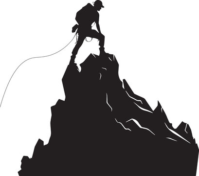 recommend clip art: Climbing the mountain, man climbing a mountain, Vector illustration, SVG