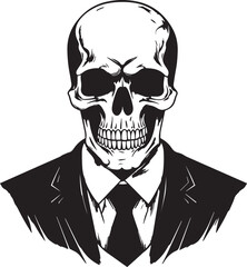 Skull in a business suit and sun glasses Vector Illustration, SVG	
